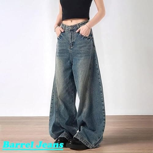 Baggy Barrel Jeans for Men Women Y2K Vintage Oversized Jeans Fashion Grunge Causal Straight Leg Denim Pants thumbnail 4