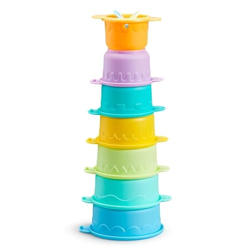Munchkin Connect-A-Cup Bath Toy, Stacking and Straining Cups for Baby and Toddler - Image 1