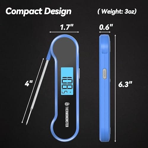 0.5 Sec Instant Read Meat Thermometer Digital with ±0.5℉ Precision, Food Thermometer for Cooking Kitchen Gadgets, Oven Grill Candy BBQ Essentials Accessories, Gifts for Him Dad Men Birthday, Blue thumbnail 3