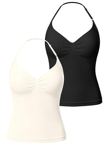 OQQ Women’s Longline Strappy Sports Bra Workout Top with Built-in Bra Soft Stretch Gym Top 2 Pack - Image 1
