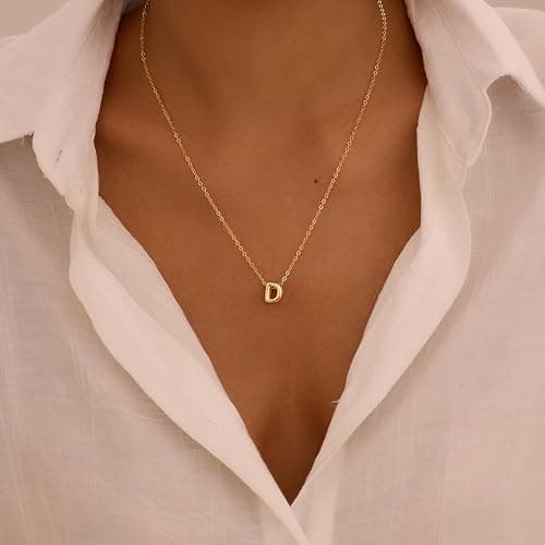 CUEZIY Initial Necklaces for Women Bubble Gold Silver Letter Necklace Dainty Personalized Charm Pendant Name Necklace Cute Non Tarnish Fashion Accessories Teen Gift Trendy Stuff Jewelry Gifts thumbnail 2