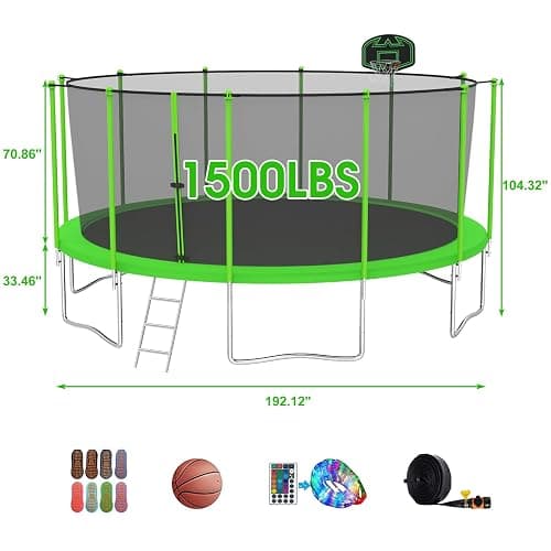 SKYUP Tranpoline 1500LBS 16 15 14 12 10 8 FT Tranpoline for 7-10 Kids and Adults, Heavy-Duty Outdoor Tranpoline with Enclosure Net, Basketball Hoop, Easy to Install & Last Long - ASTM Approved thumbnail 2