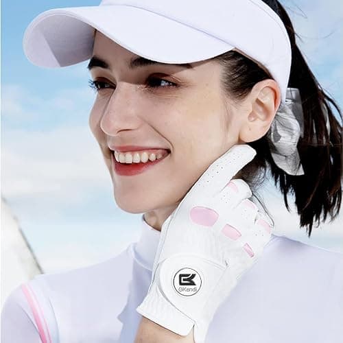 GKandi Golf Gloves Women with Ball Marker 1 Pack | Left or Right Hand Options Available, Stylish Design Soft Comfortable Fit, Durable Leather Palm Extra Grip for Ladies thumbnail 6