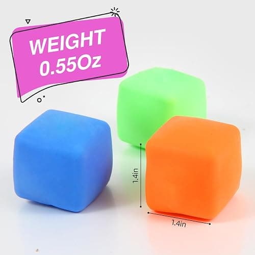 24 Pack Slow Rising Stress Cube , Dough Stress Balls Soft Fidget Squishy Toys for Anxiety Relief, Pull Stretch Classroom Prize Party Favors Toys for Kids thumbnail 2