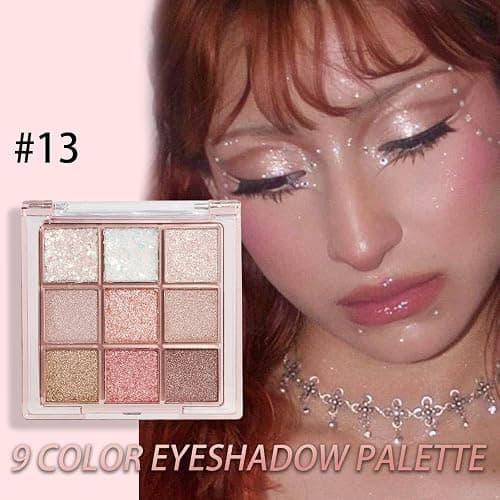 9 Colors Pink Glitter Eyeshadow Palette Naturing-Looking Women Girls Eye Shadow,Pink White Gold Glitter Shimmer Sparkly Eye Shadow Palette Makeup,Warm Pastel Eyeshadows Palette Long Lasting Waterproof thumbnail 3