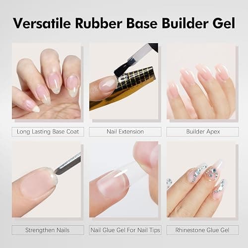 FZANEST Hema Tpo-Free Rubber Builder Gel Base Coat and Diamond Top Coat Gel Nail Polish Set Long Lasting Ultra Shine Top and Base for Nail Strengthener Extension Protection Repair Building Aprex thumbnail 3