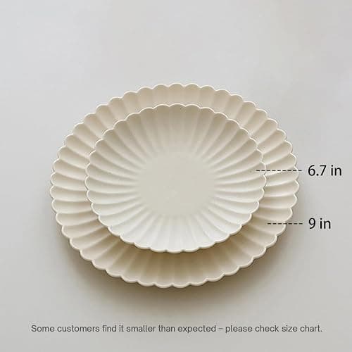 WENSHUO Daisy Plates Set of 6, 9-inch Round, Matte Crème (Appetizer Plate) thumbnail 3