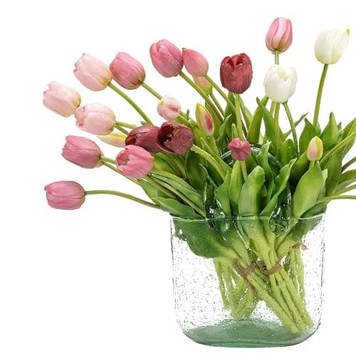 DUYONE 15pcs Artificial Tulips Flowers,Latex Bouquet, Fake Tulips for Office Wedding Party Home Kitchen Garden Decoration(Light Pink,15pcs) thumbnail 5