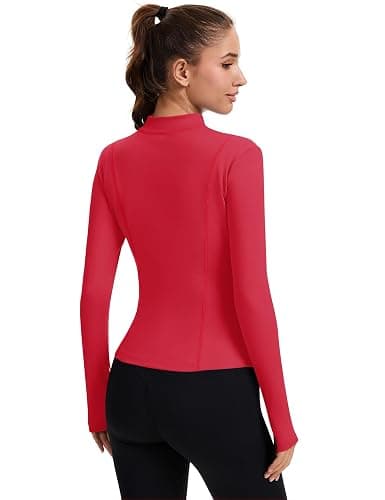 Rapbin Women's Full Zip Workout jackets Runing Slim Fit Athletic Tops With Thumb Holes thumbnail 5