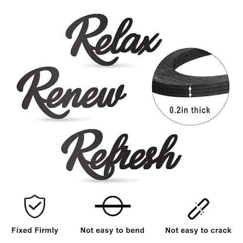 KOYILTD 3 Pieces Bathroom Decor Wooden Bathroom Sign Relax Renew Refresh Sign (black) thumbnail 7