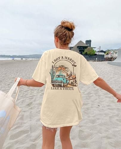 I Got A Heart Like A Truck T Shirt Women Country Music Shirts Nashville Concert Outfit Western Sunset Cowgirl Tops thumbnail 5