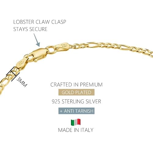 KISPER Gold Ankle Bracelets for Women, 18K Gold Plated 925 Sterling Silver Anklets, Waterproof Tarnish Resistant, Curb/Rope/Figaro/Mariner Chain, 9, 10, 11 Inch thumbnail 3
