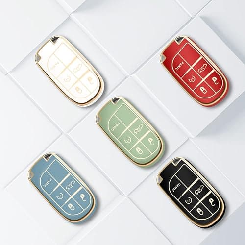QBUC for Jeep Key Fob Cover with leather Keychain TPU Protection Key Case Compatible with Grand Cherokee Renegade Smart Key thumbnail 6