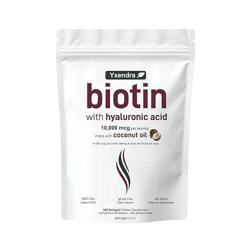 Biotin 10,000mcg Softgels with Hyaluronic Acid, Biotin for Hair Growth Supplement, Biotin Gummies for Hair Skin and Nails Vitamins, Chewable Non-GMO Biotine, 365 Softgels Made with Coconut Oil (1 Pack) - Image 1