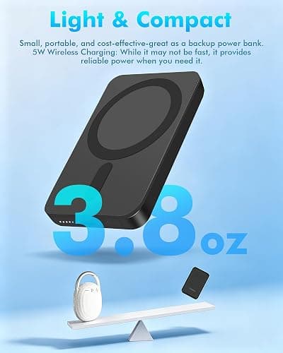 Miady Magnetic Portable Charger Power Bank for iPhone 5000mAh | 5W Mini MagSafe-Compatible Portable Charger for iPhone 17/16/15/14/13/12, 12W USB-C Charging Battery Pack thumbnail 3