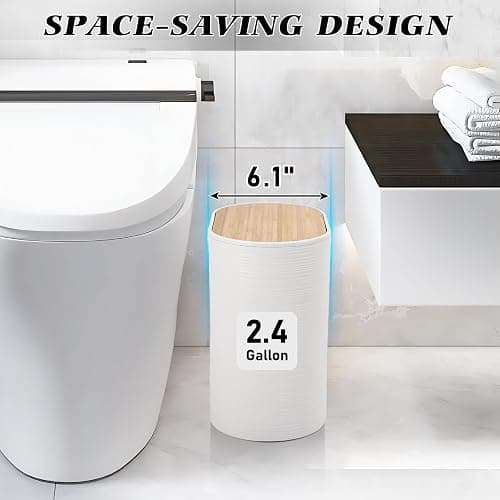 XLHOMO White Bathroom Set, White Bathroom Accessories Set with Trash Can, 2PCS Soap Dispensers, Soap Dish, Toothbrush Holder, Toothbrush Cup,Toilet Brush, Tray and Qtip Holders for Bathroom Decor thumbnail 3
