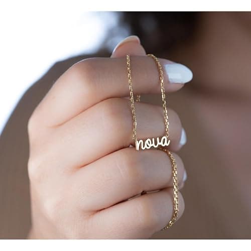 KUKULIKI Custom Tiny Name Necklaces for Women, 18k Gold Plated Delicate Name Necklace Personalized with Curb/Cable Chain, Dainty Birthday Jewelry Gifts for Mom thumbnail 9
