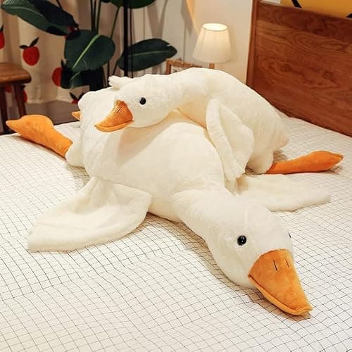 HPOSAN Goose Stuffed Animal Toy Cute Giant White Goose Stuffed Animal Duck Plush Super Soft Hugging (A:19.5 inch) - Image 1