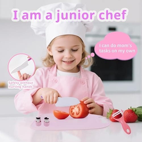 Montessori Kitchen Tools Set for Kids - 13 Piece Cooking & Baking Kit with Child-Safe Knives & Slicers for Ages 2-8 Years - Gift for Boys & Girls thumbnail 4