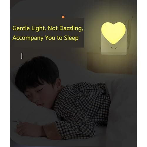 Etigood Cute Night Lights, Heart Shape Nursery Nightlight with Light Sensors, Auto Dusk to Dawn Sensor, Soft Warm White, Ideal Nightlight for Bedroom, Bathroom, Hallway, Kitchen (Pink) thumbnail 3