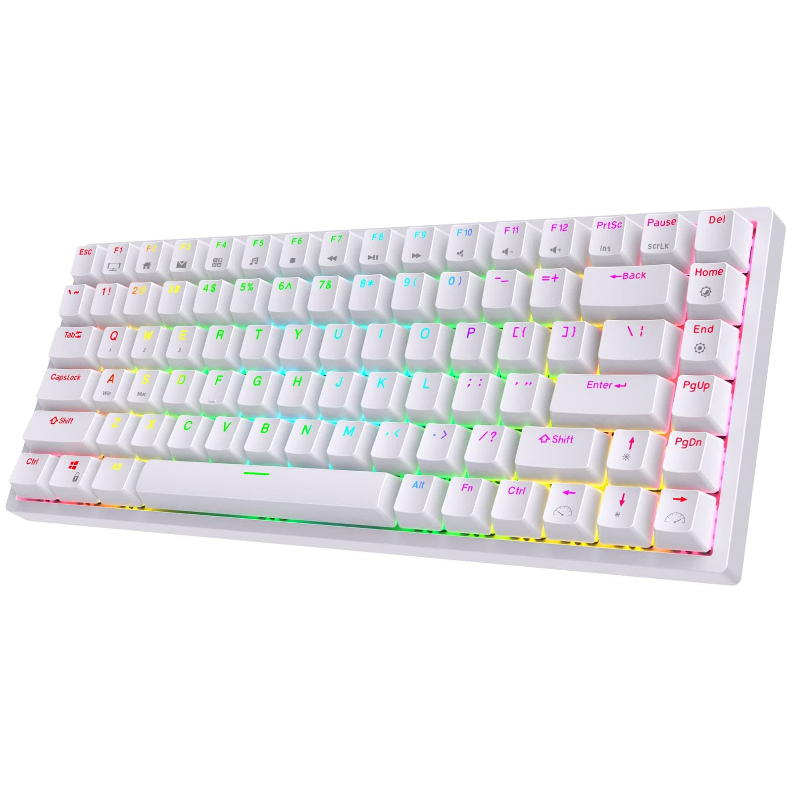 RK ROYAL KLUDGE RK84 Wireless Bluetooth/2.4Ghz 75% RGB Mechanical Gaming Keyboard, Three Modes Connectable Keyboard with Hot-Swappable Quiet Red Switch White - Image 1