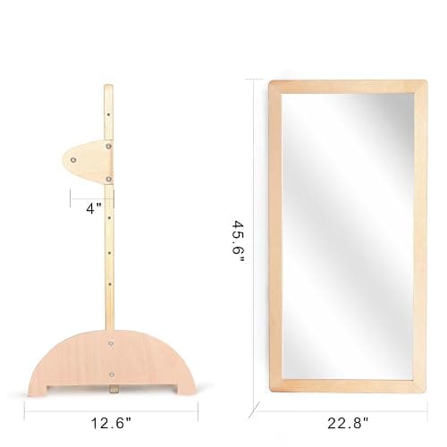 KRAND 3-Position Montessori Wood Frame Non-Shatter Safety Pull Up Bar Baby Big Mirror Set, Infant Coordination Mirror, Kids Classroom Furniture for Daycare, Homeschool or Preschool thumbnail 9