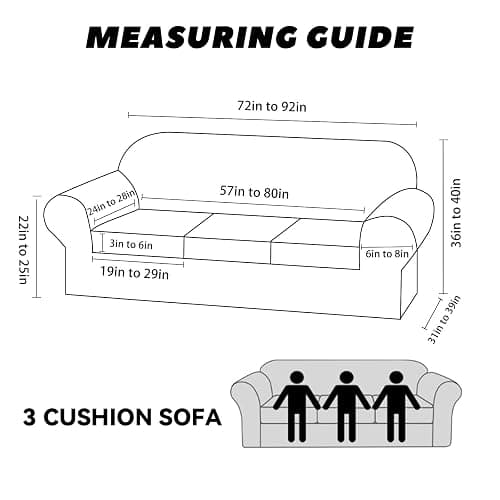 Pfrstuv Sofa Slipcover with Armrest Pockets 4-Piece Set, Stretch Faux Leather Couch Cover for 3-Cushion Couches(Fits 72-92") - Non-Slip, Machine Washable, Pet & Kid Friendly - Black thumbnail 3