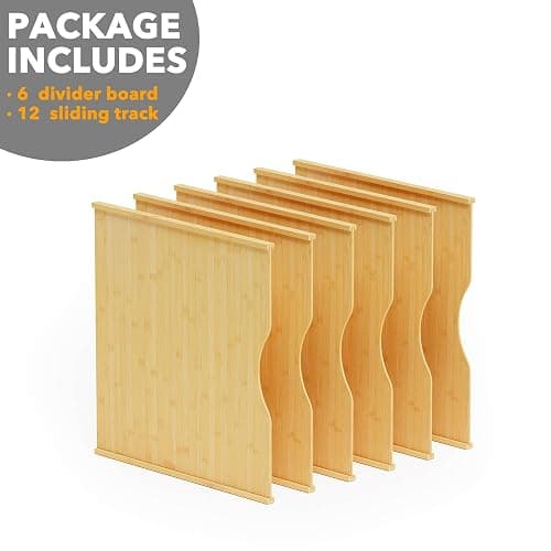 SpaceAid 6 Pack Tray Dividers for Cabinets, Bamboo Kitchen Cookie Baking Sheet Organizer for Cabinet, Vertical Pan and Trays Organizers for Pantry Storage thumbnail 7