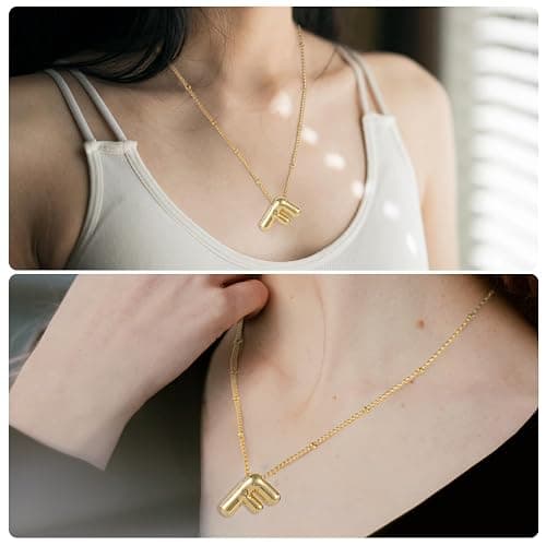 Necklace, 14k Gold Plated Balloon Initial Necklace Personalized Balloon Alphabet Pendant Necklaces Jewelry Gift for Women Girls thumbnail 7