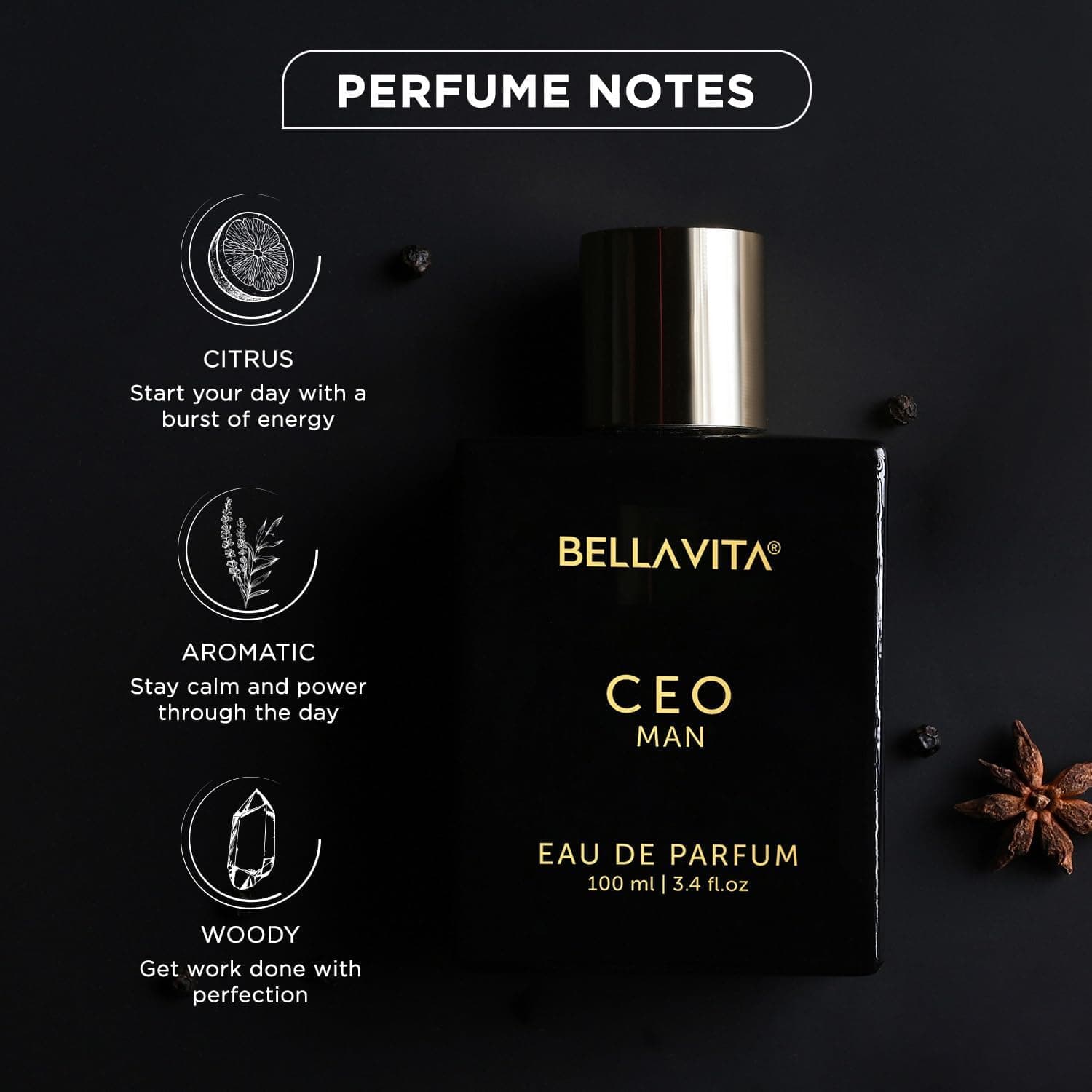 BellaVita Luxury CEO Man Perfume for Men (3.48 fl.oz) | Lasting Mens Cologne with Lemon, Lavender, Tonka & Agarwood | Mens Perfume Deodorant | Cologne Gifts for Men | Vegan Bold Mens Perfume thumbnail 5