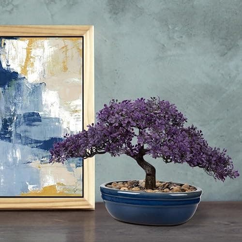 Artificial Bonsai Tree Juniper Faux Plants Indoor Fake Plants Decor with Blue Ceramic Pots for Home Table Office Desk Bathroom Shelf Bedroom Living Room Farmhouse Decorations thumbnail 4