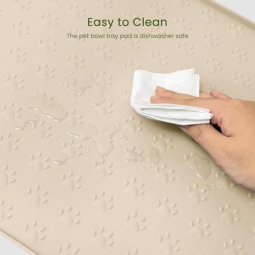 PWTAA Dog Food Mat Anti-Slip Silicone Dog Bowl Mat Thicker Pet Placemat Waterproof Cat Feeder Pad with Raised Edge Puppy Kitten Feeding Mats Suitable Small Medium-Sized Dogs Cats Eating Tray thumbnail 9
