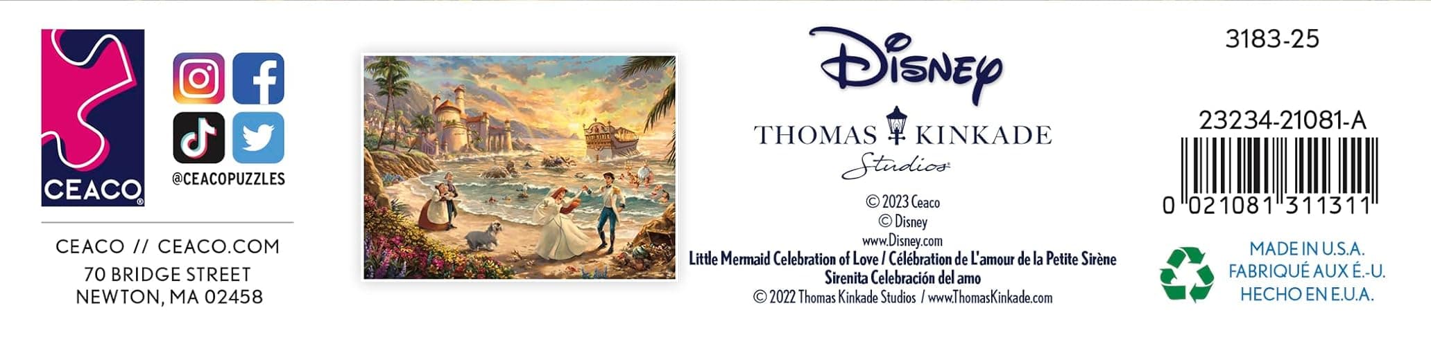 Ceaco - Thomas Kinkade - Disney - The Little Mermaid - Celebration of Love - 1000 Piece Jigsaw Puzzle, 26.6 x 19 thumbnail 7