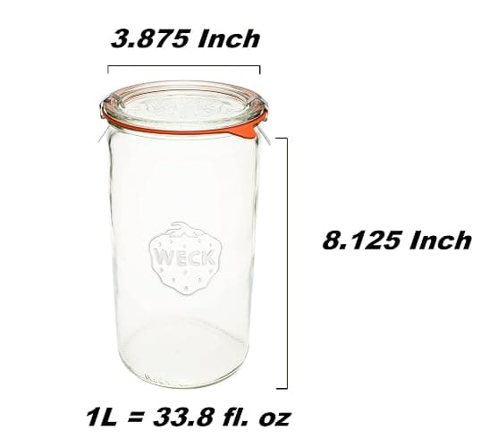 Weck Jar 974 - 1.5L Glass Jars with Large Storage Capacity - Preserving Jars with Airtight Lids Suitable for Pickling - Heat Resistant Canning Jars - Microwave Safe - (1 Jar with Glass Lid) 54 fl. oz thumbnail 3