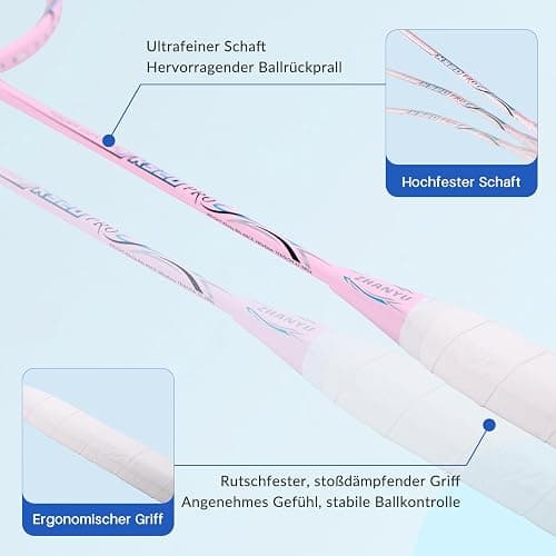 Badminton SchläGer Profi，Badminton SchläGer,Professionelle Ausbildung Unterhaltung Federball Set Mit 82 Gramm Kohlefaser,Bestehend Aus 2 Raketten,2BäLlen Und 1 Tasche(Fd01) thumbnail 4