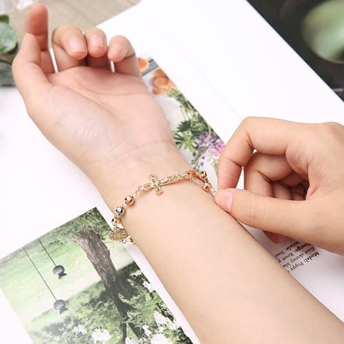 HZMAN Virgin Mary Rosary Bead Cross Bracelet Virgin of Guadalupe Adjustable Link Bracelet for Women Jewelry Gift thumbnail 6