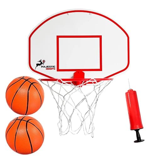 Majestic Hoops Mini Basketball Hoop - Indoor Basketball Hoop - Durable Plastic Basketball Hoop for Kids and Adults - No Assembling - Premium Basketball Game with Ball and Pump - Image 1