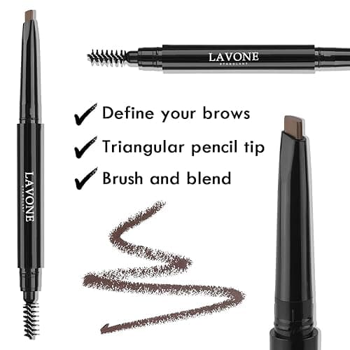 LAVONE Eyebrow Kit, Waterproof Brow Pencil, Pomade, Eyeliner - Black Brown | 4-in-1 brow kit, long-lasting,smudge-proof, waterproof eyebrow pen, pomade, eye liner, brow brush, creates natural full brows thumbnail 2