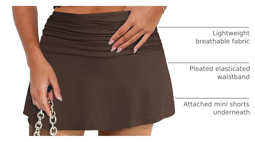 Hafailia Womens Mini Skorts Sexy Ruched Waist Pencil Bodycon A-Line Skirts with Shorts Underneath thumbnail 4