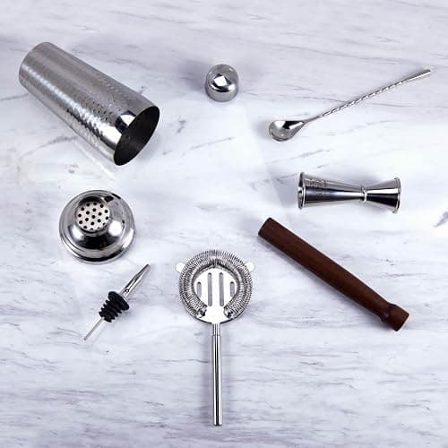 KNIGHTSBRIDGE Cocktail Making Set | Gift Ready Cocktail Shaker Set with Travel Cotton Bag | Full Bartender Kit for Home & Bar by VINN DUNN | (CHROME) thumbnail 4