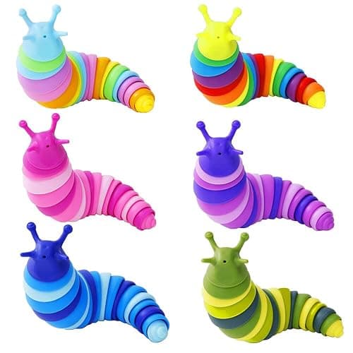 Kabvy Sensory Slug Fidget Toys 6 Pack - Sensory Toys for Autism, ADHD, Anxiety and Stress Relief, Valentines Day Gift for Kids Toddlers Girls and Boys thumbnail 6