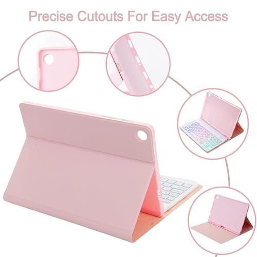 VLEAQC Keyboard Case for Samsung Galaxy Tab A9+/A9 Plus 11 Inch 2023 (SM-X210/X216/X218), Detachable Color Backlit Bluetooth Keyboard and Mouse, Slim Lightweight Stand Cover with Pen Holder (Pink) thumbnail 6