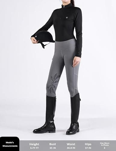 Harrison Howard Women's Equestrian Sweat Absorption Quick Drying Horse Riding Long Sleeve Shirt 1/4 Zip Base Layer thumbnail 5