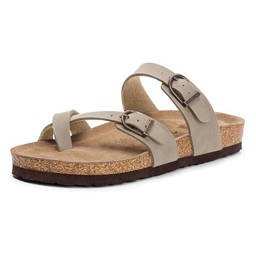 FITORY Women's Slide Sandals with Soft Cork Footbed, Comfort Arch Support Flat Sandals for Summer Size 6-11 - Image 1