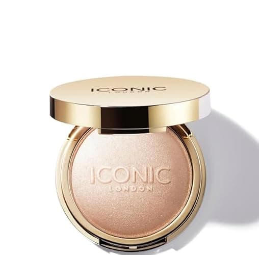 ICONIC LONDON Lit and Luminous Baked Highlighter | Powder Highlighter for a Radiant Glow, Cruelty-Free, Vegan Makeup, 0.56 oz - Highlighter
