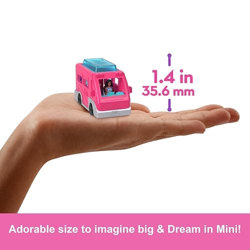 Barbie Mini Barbie Land 4-Pack Doll & Toy Vehicle Set with 4 1.5-inch Dolls & 4 Iconic Toy Vehicles with Color-Change Surprise, JGL30 thumbnail 3
