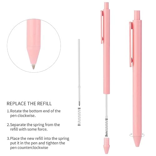 WY WENYUAN 12-Pcs Ballpoint Pens, Comfortable Writing, Pastel Retractable Pretty Journaling, Black Ink Medium Point 1.0 mm Gift, Cute Office Supplies for Women thumbnail 4