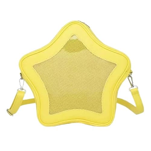 Vobomo Star Shape Ita Bag Pins Display Crossbody Bag PU Leather Backpack Y2k Aesthetic Cute Handbag (Yellow) - Image 1