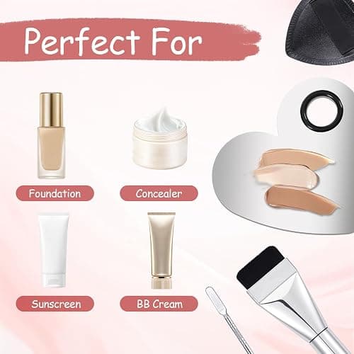 Makeup Mixing Palette Korean Set with Foundation Brush and Spatula, Professional Stainless Steel Heart Makeup Palette Reusable Beauty Tools for Facial Cosmetic,Nail Art,Pigment Blending thumbnail 7