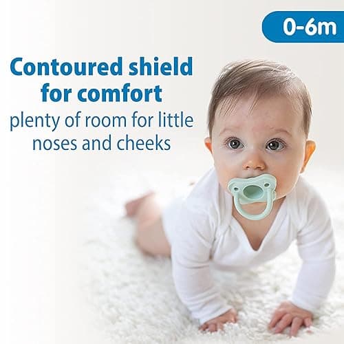 Dr. Brown's HappyPaci 100% Silicone, Newborn Baby Pacifiers 0-6 Months, BPA Free, White, Blue, Light Blue, Cool Gray, Green, and Ecru, 6 Pack - 6-Pack Variety - Blue & Green thumbnail 4